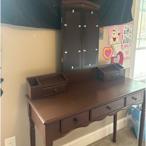 brown makeup vanity